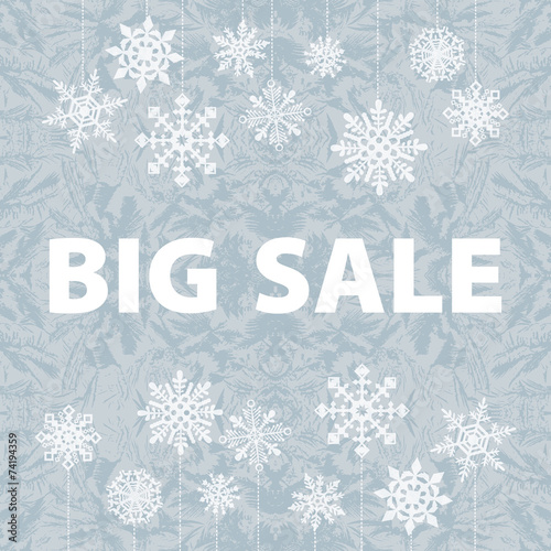 Winter sale background banner and snow. Vector