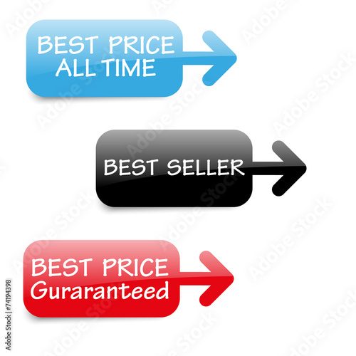 vector best seller tags with arrow
