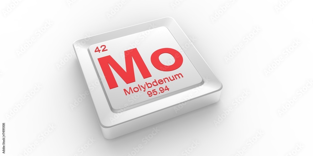 Mo symbol42for Molybdenum chemical element of the periodic table