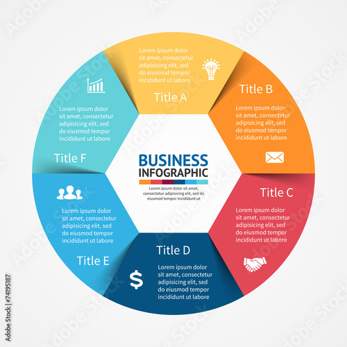 Infographic, diagram, 6 steps, options