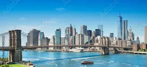 Naklejki na drzwi Nowy Jork - Panorama z mostem