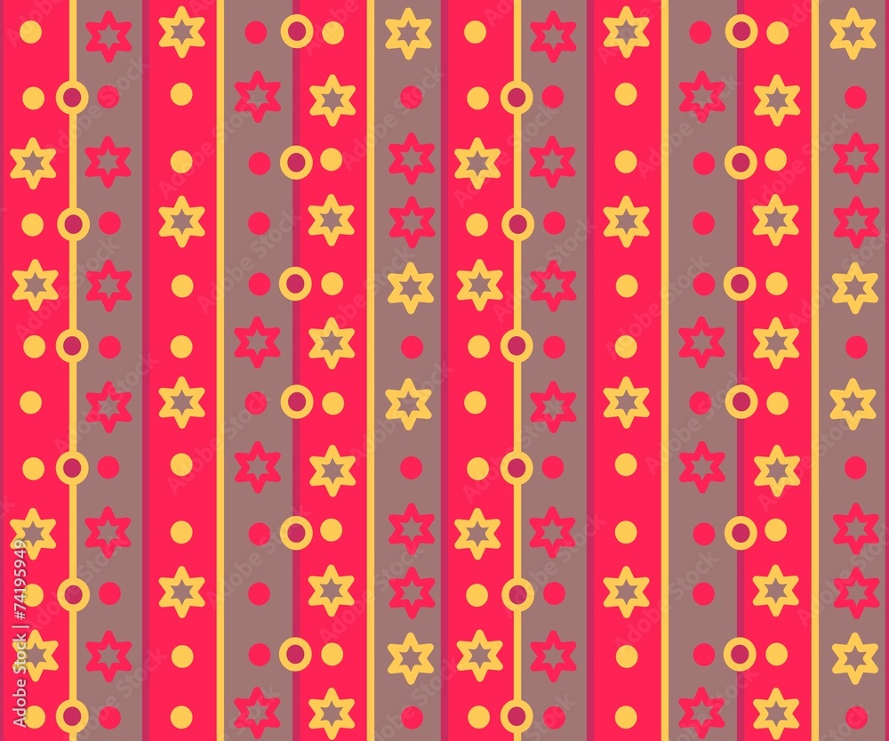 Simple retro striped pattern with stars and circles Simple retro striped pattern with stars and circles
