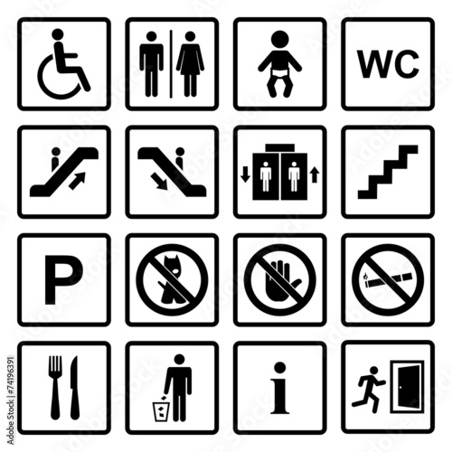 Vector black public icons set
