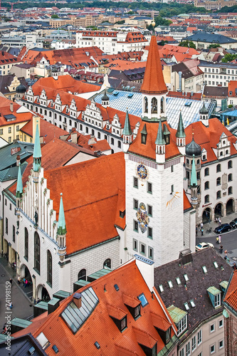 Aerial view of old city hallin Munich, Bavaria, Germany