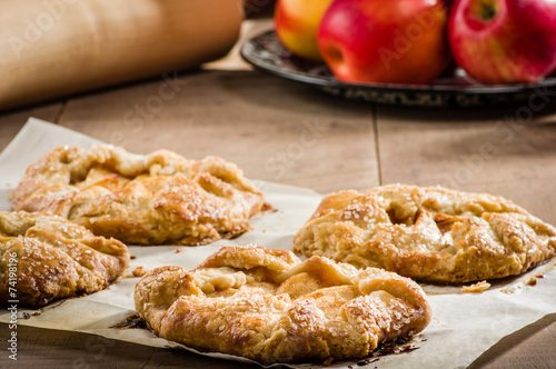 Parchment paper with apple tarts