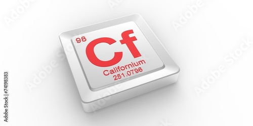 Cf symbol 98 for Californium chemical elem of the periodic table © hreniuca