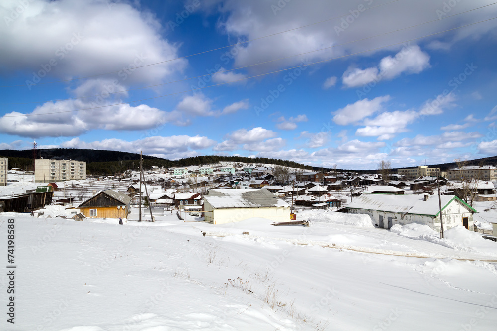 Village in snow