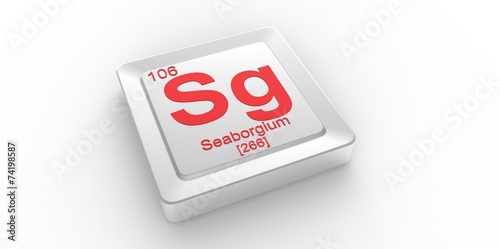 Sg symbol 106 for Seaborgium chemical elem of the periodic table