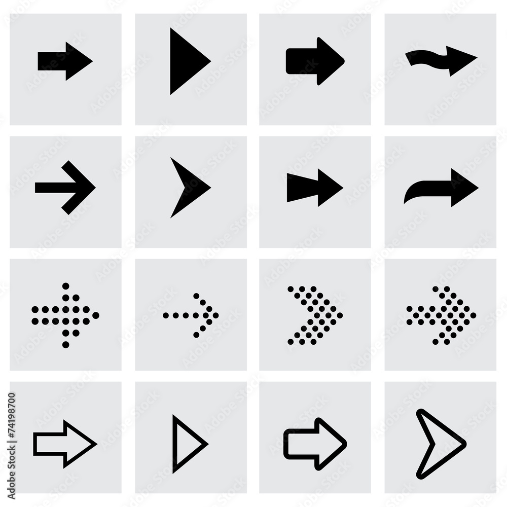 Vector black arrows icon set - obrazy, fototapety, plakaty 