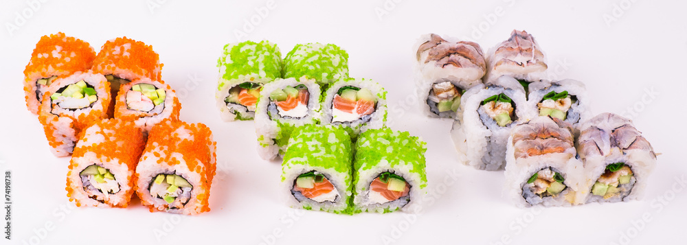 three sushi rolls