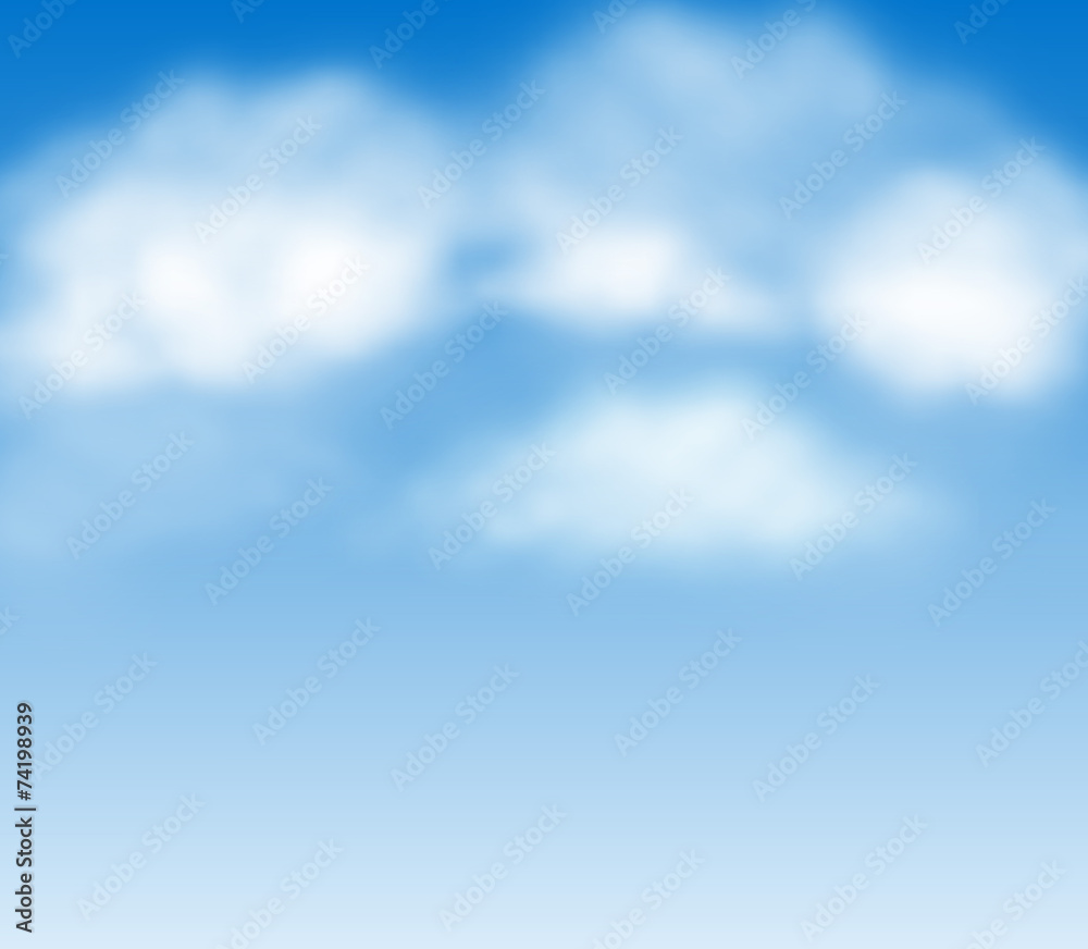 Blue summer sky with white fluffy clouds vector 