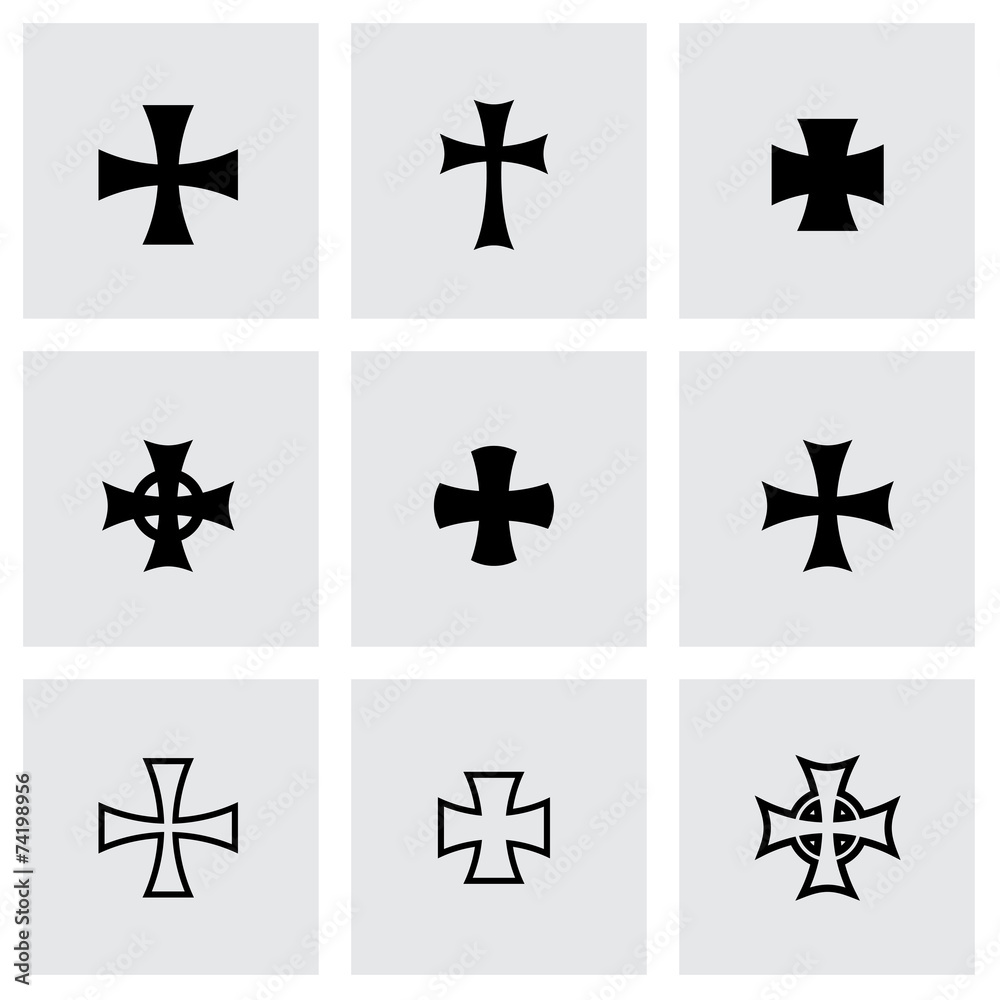 Vector black choppers crosses icon set Vector black choppers crosses icon set