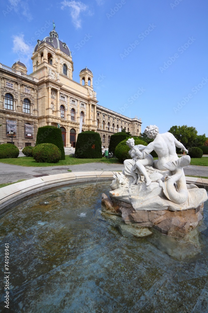 Vienna museum and fountain
