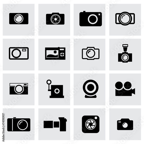 Vector black camera icon set