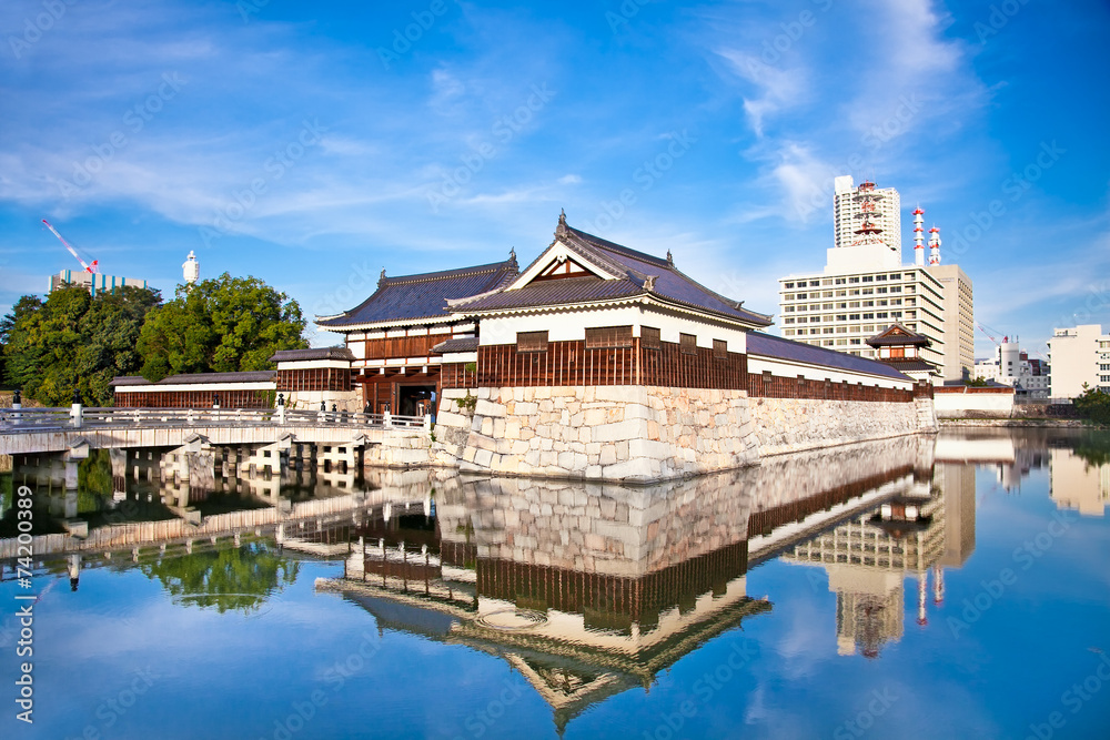 Fototapeta premium Entrance at Hiroshima castle . Hiroshima, Japan.