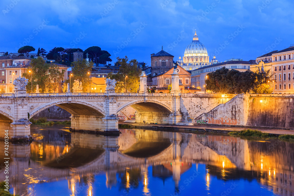 San Pietro basilica and Ponte Vittorio Emanuele  Rome