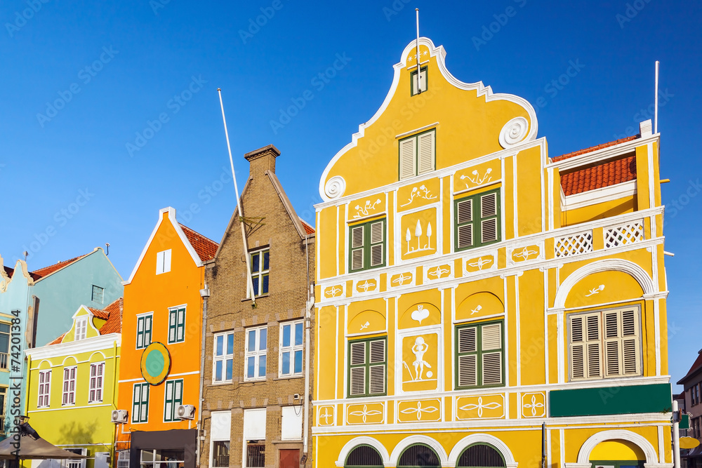 Colonial houses in Willemstad. Curacao, Netherlands Antilles