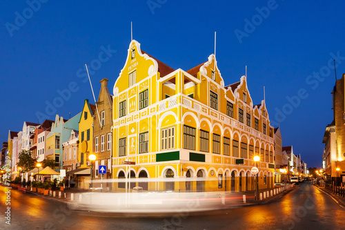 Willemstad at twilight, Curacao, Netherlands Antilles