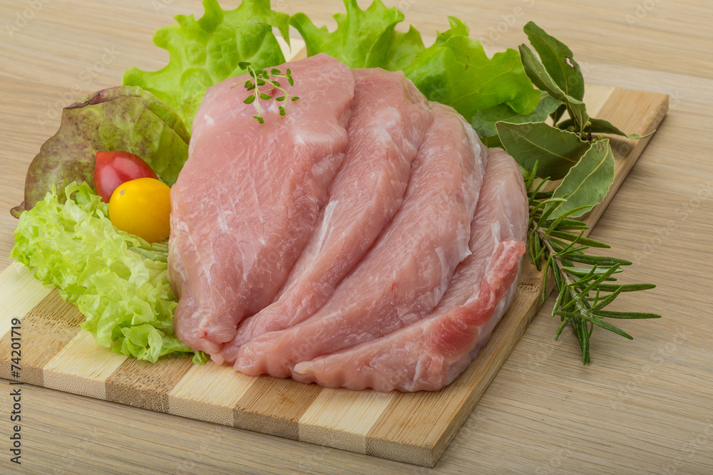 Raw pork schnitzel