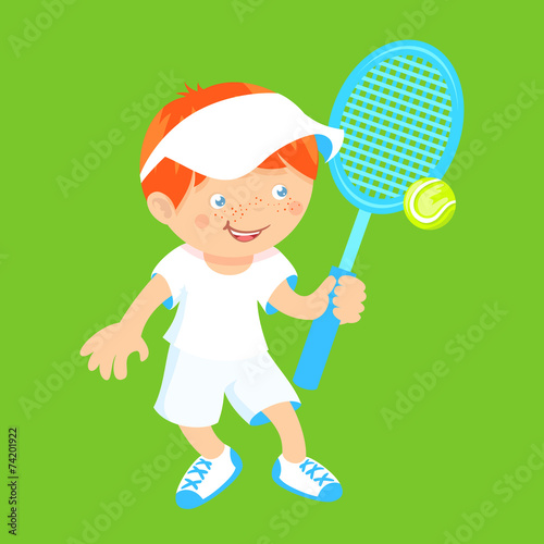 Boy with badminton racquet © Macrovector