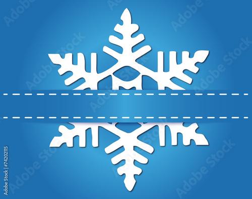 Weiße Schneeflocke auf blauem Hintergrund - Vektor