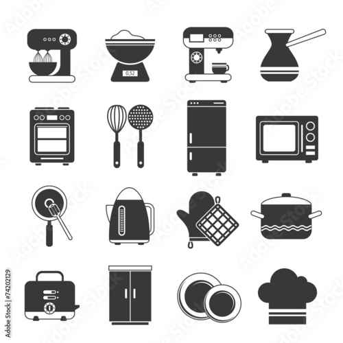 Kitchen Icons Black And White Set