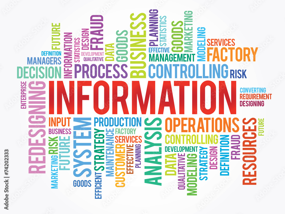 Word cloud of INFORMATION related items, vector background