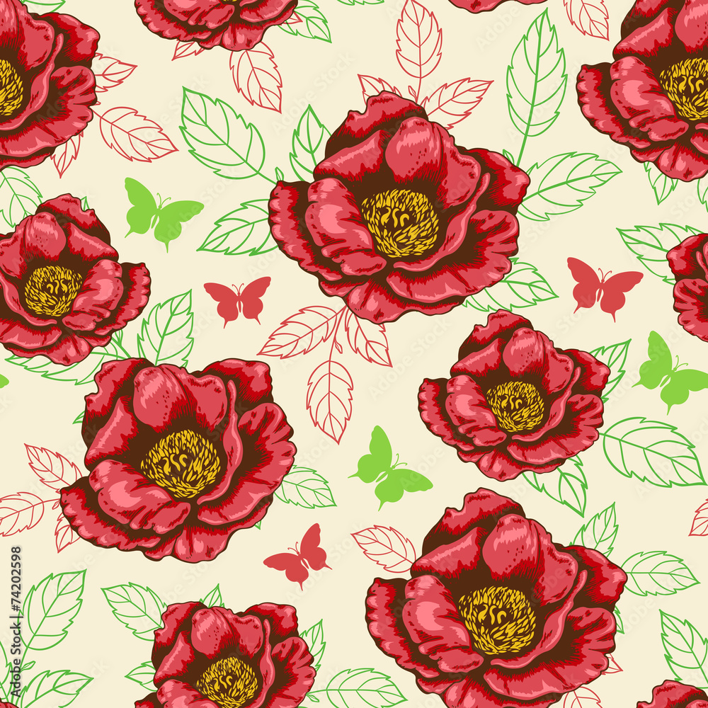 Seamless pattern with red flowers Seamless pattern with red flowers