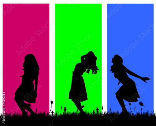 Vector silhouettes of women.