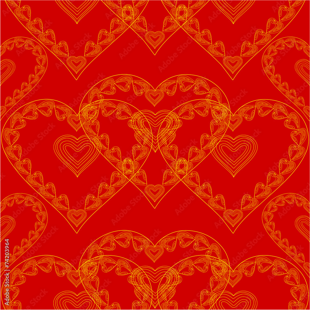 Valentines day seamless texture of gold hearts vector Valentines day seamless texture of gold hearts vector