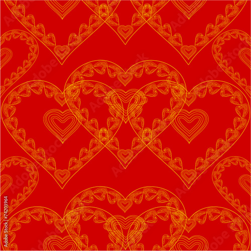 Valentines day seamless texture of gold hearts vector