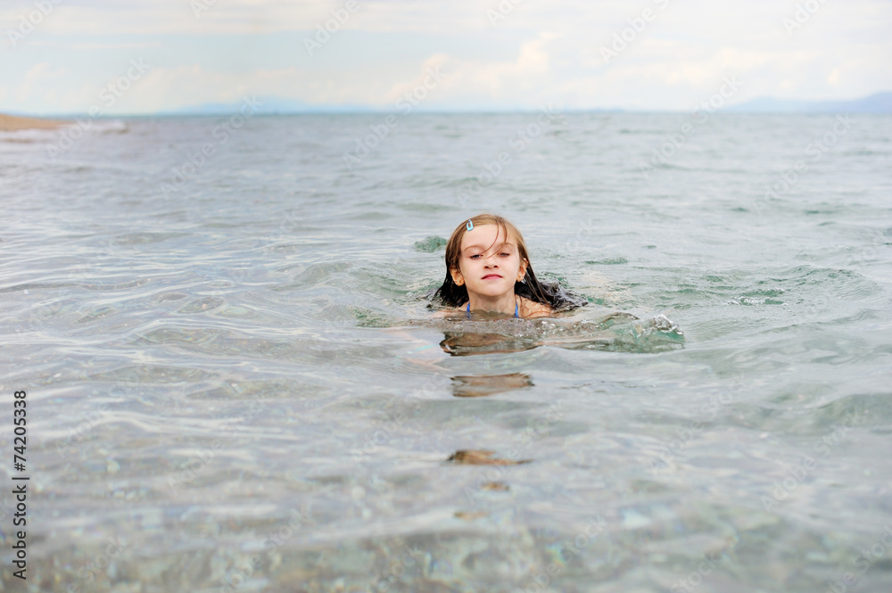 custom made wallpaper toronto digitalPortrait of preteen girl swimming in sea