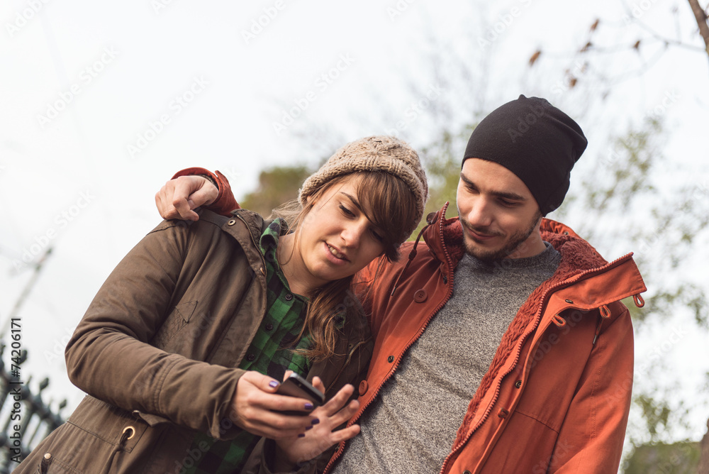 Young couple with the smartphone Young couple with the smartphone