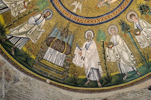 Arian Baptistery mosaic on the ceil, Ravenna