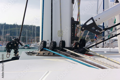 sailing yacht mast ropes and pulleys