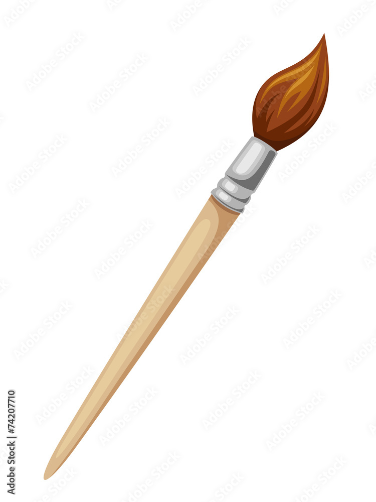 Fototapeta premium Wooden brush isolated on white. Vector illustration.
