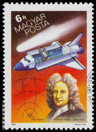 Stamp printed by Hungary, shows Halley's Comet photo