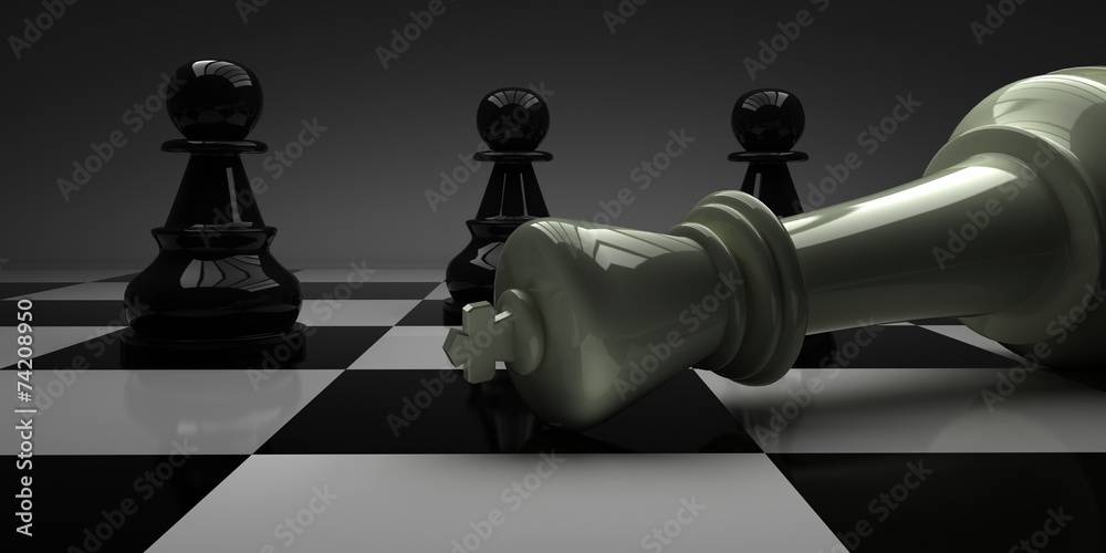 Chess King fell in front of pawns