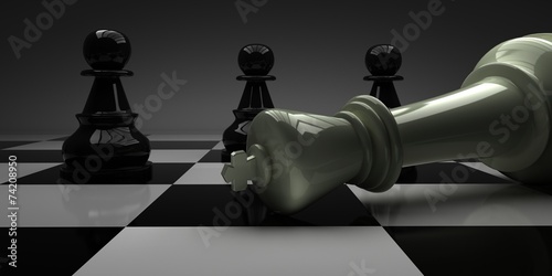 Obraz na płótnie Chess King fell in front of pawns w salonie