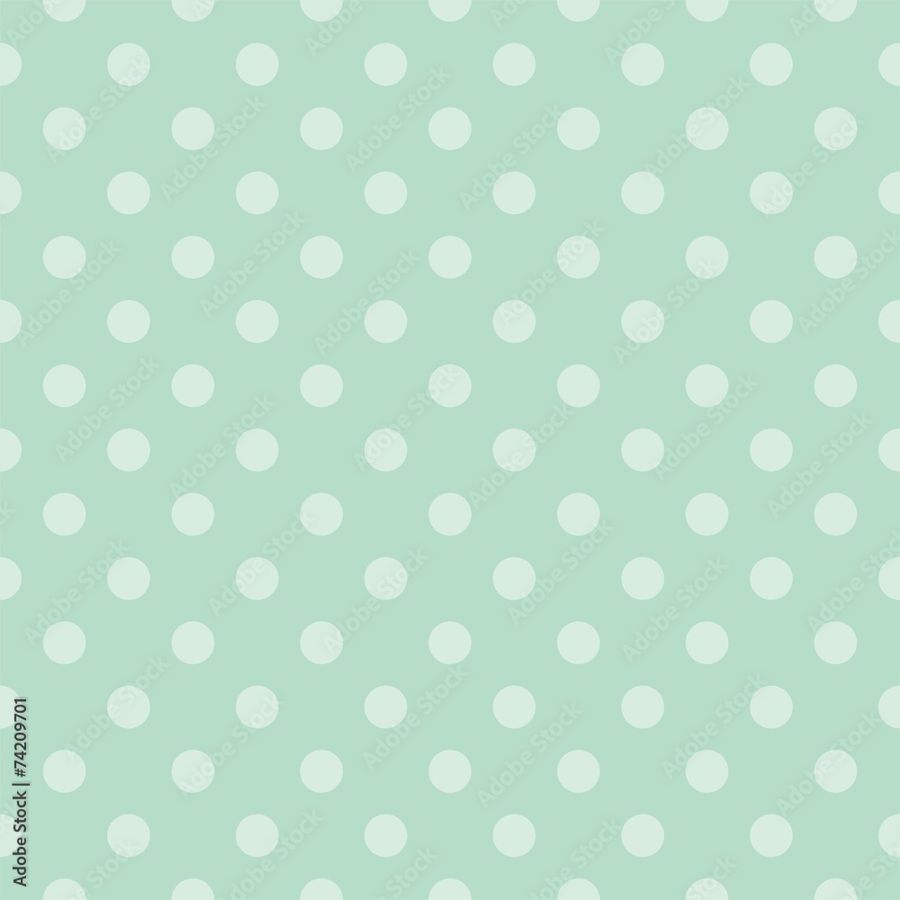 Tile vector pattern with polka dots on mint green background