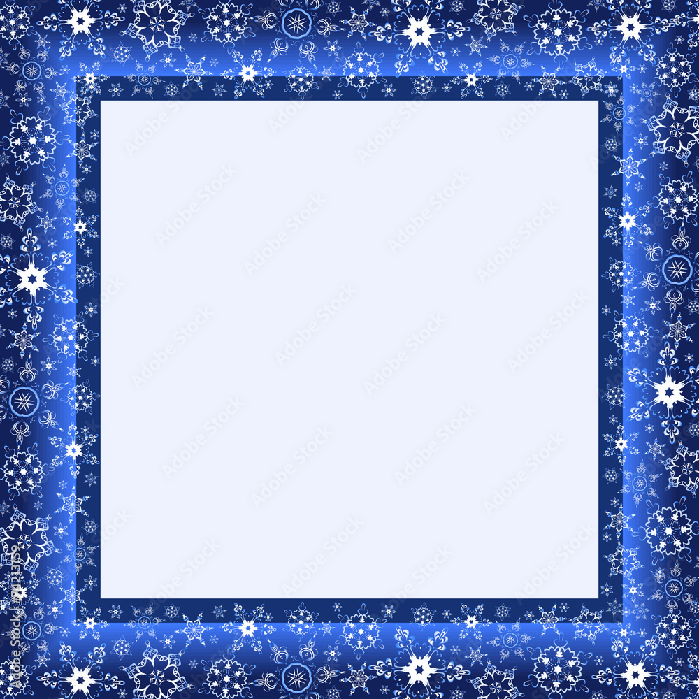 Winter blue frame with stylized snowflakes Winter blue frame with stylized snowflakes