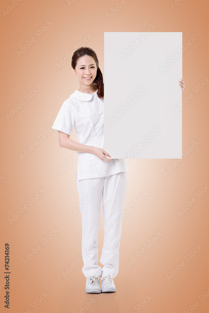 nurse with blank board