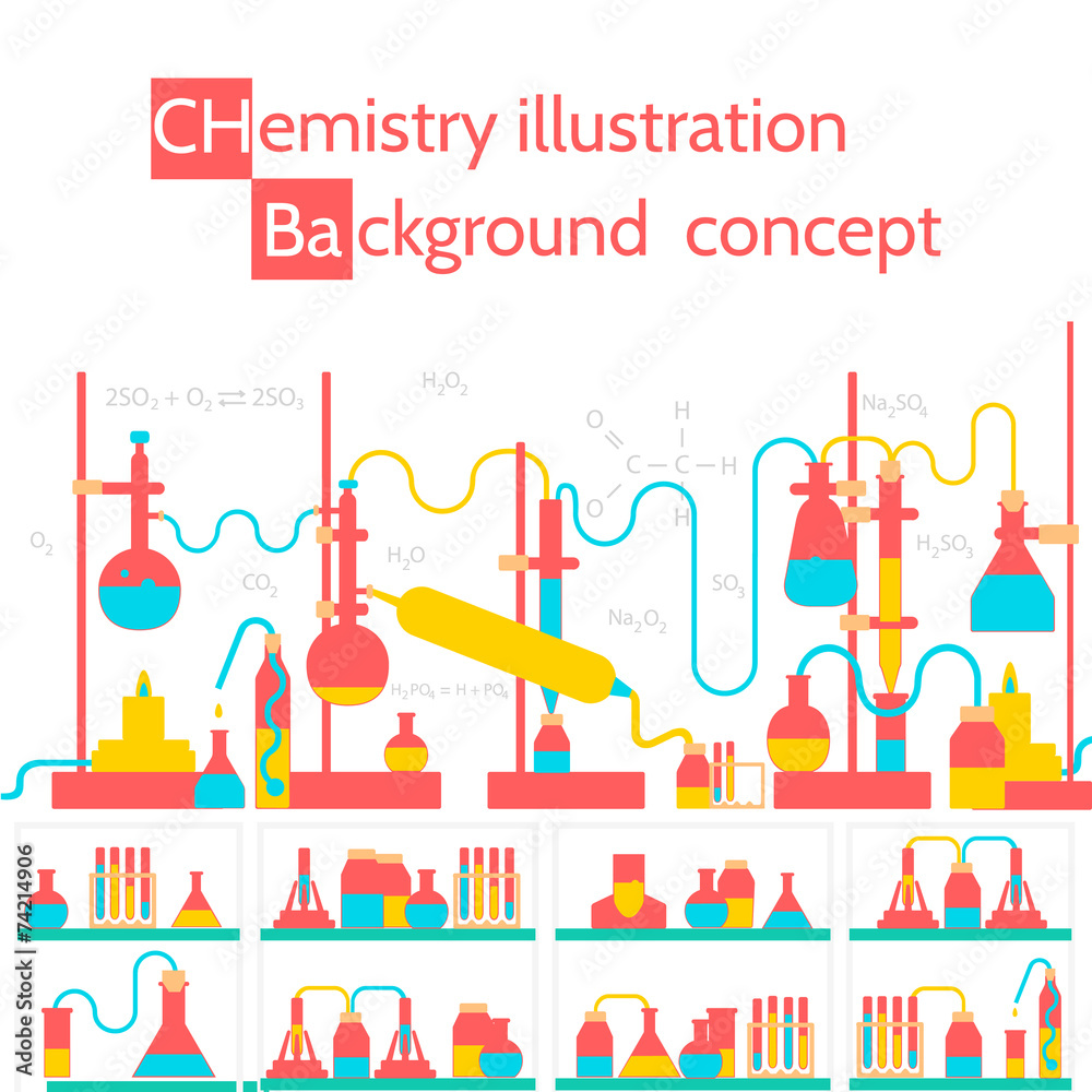 Retro experiments in a chemistry laboratory background concept.