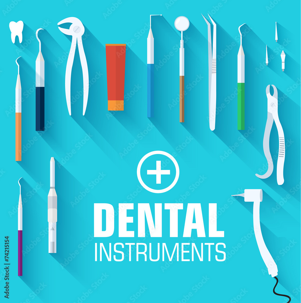 flat dental instruments set design concept background. Vector il flat dental instruments set design concept background. Vector il