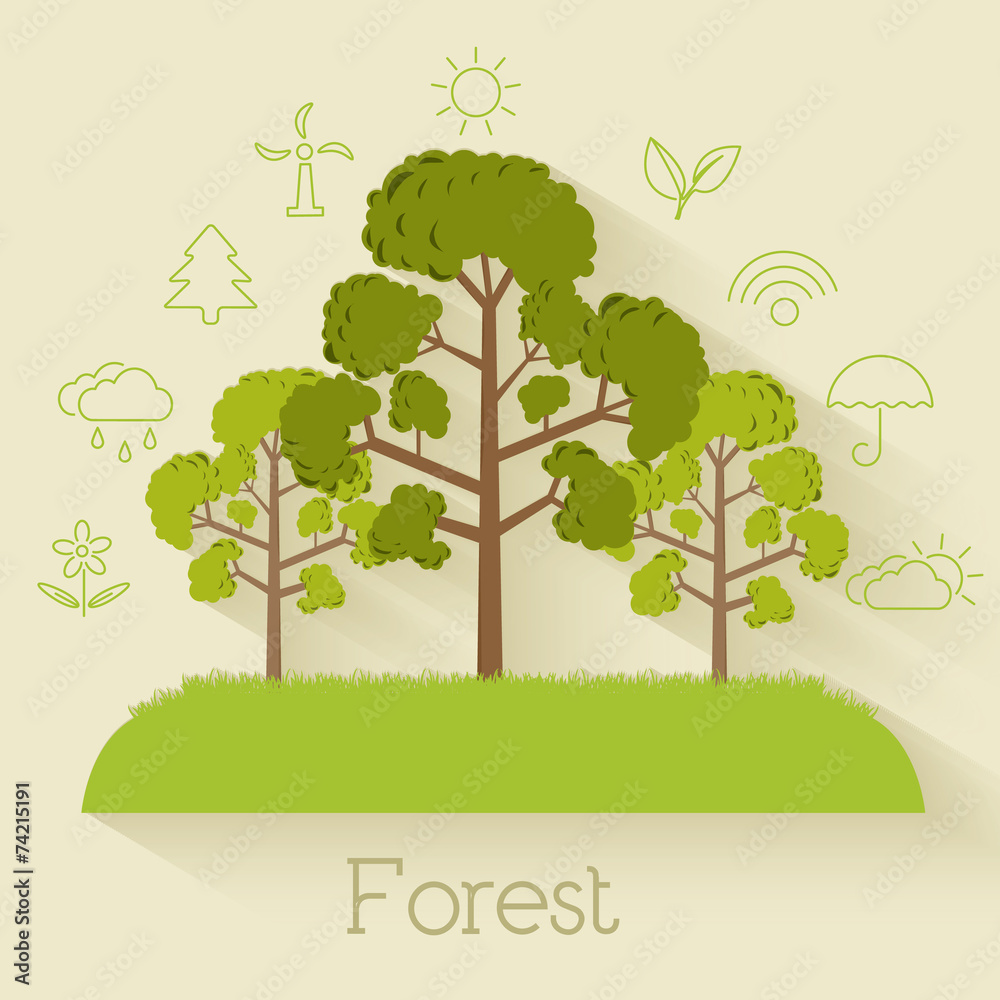 Flat design of ecology, environment, green clean energy and poll