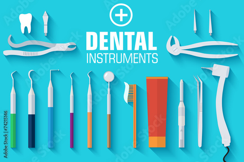 flat dental instruments set design concept background. Vector il
