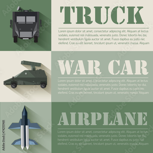 flat military soldier equipment set design concept. Vector illus