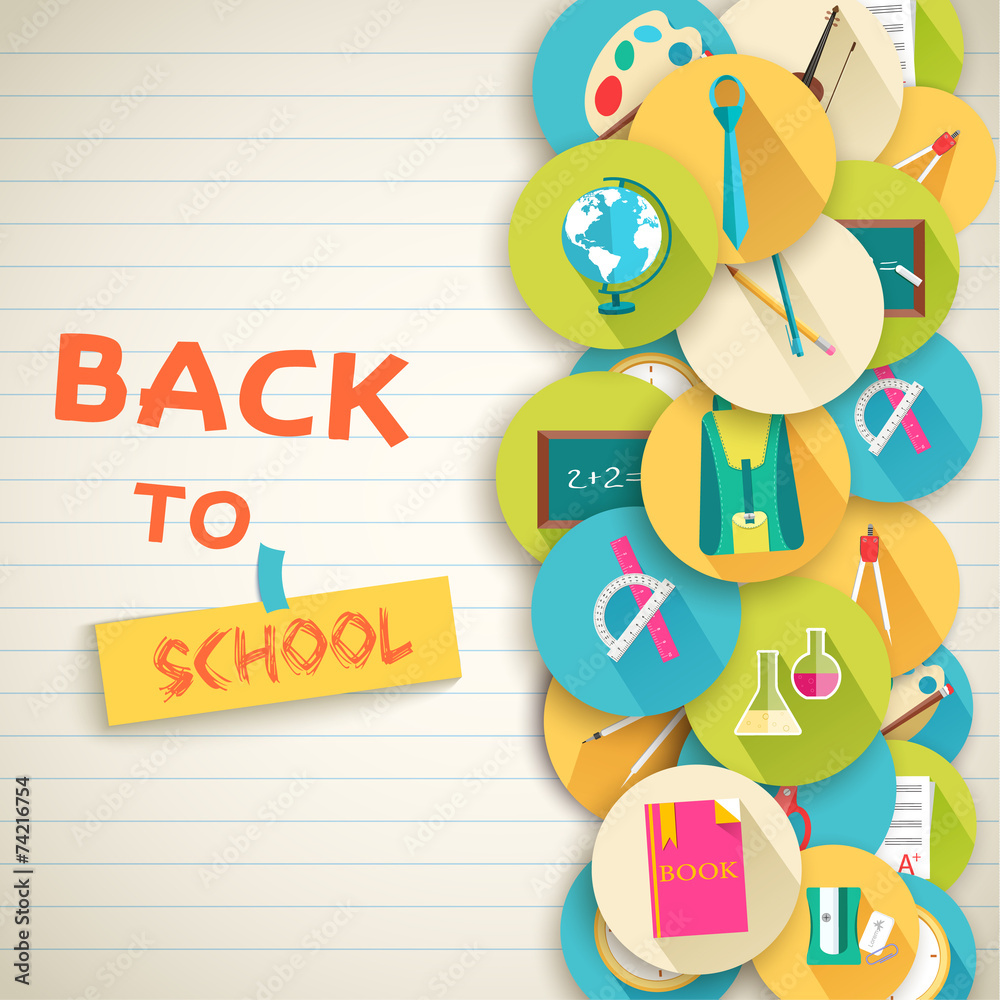 back to school abstract background of flat icons orange concept. back to school abstract background of flat icons orange concept.