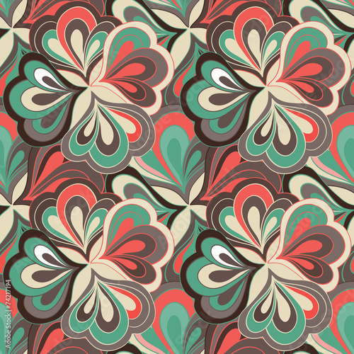 Vector doodle hand drawn seamless floral pattern