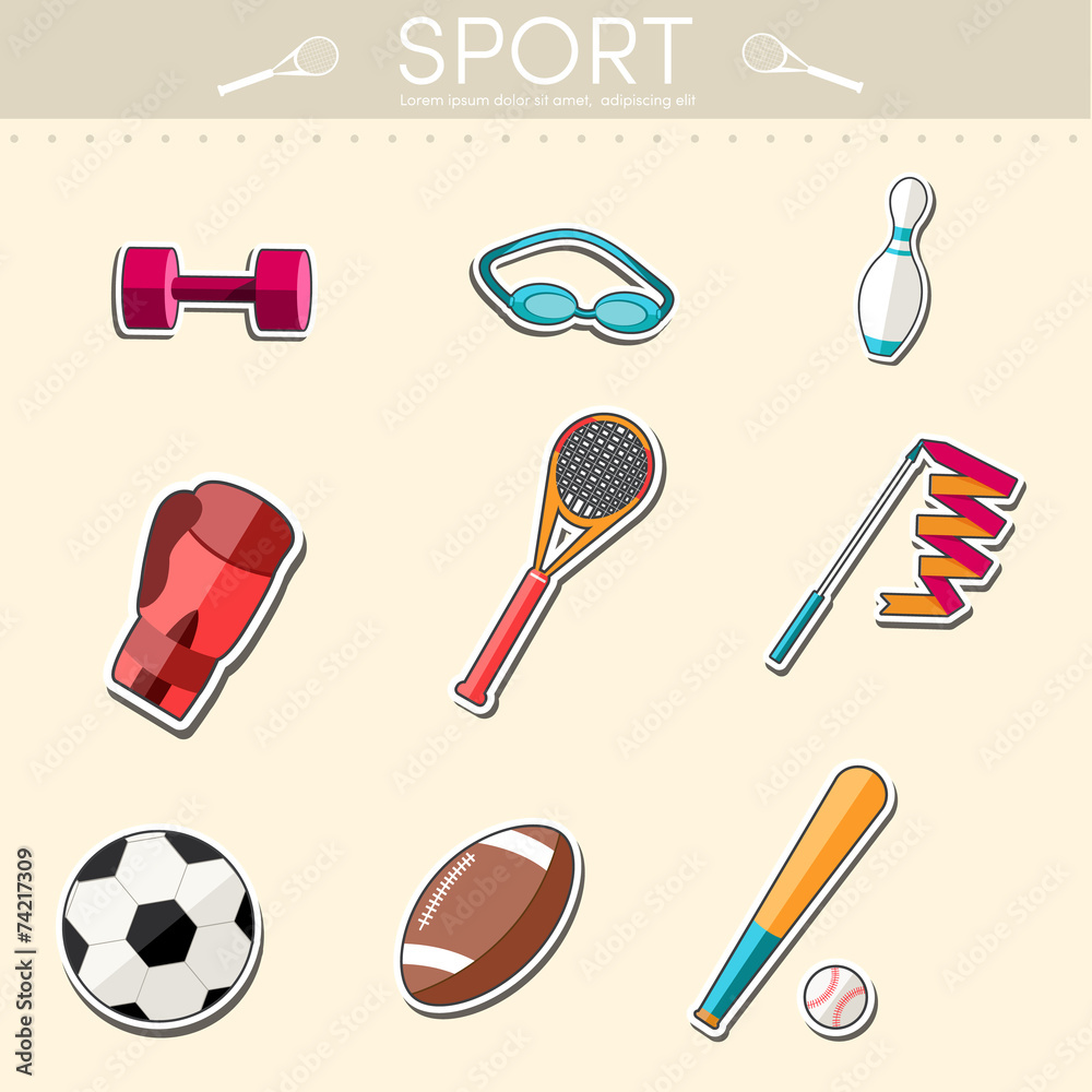 Circular concept of sports equipment sticker background. vector